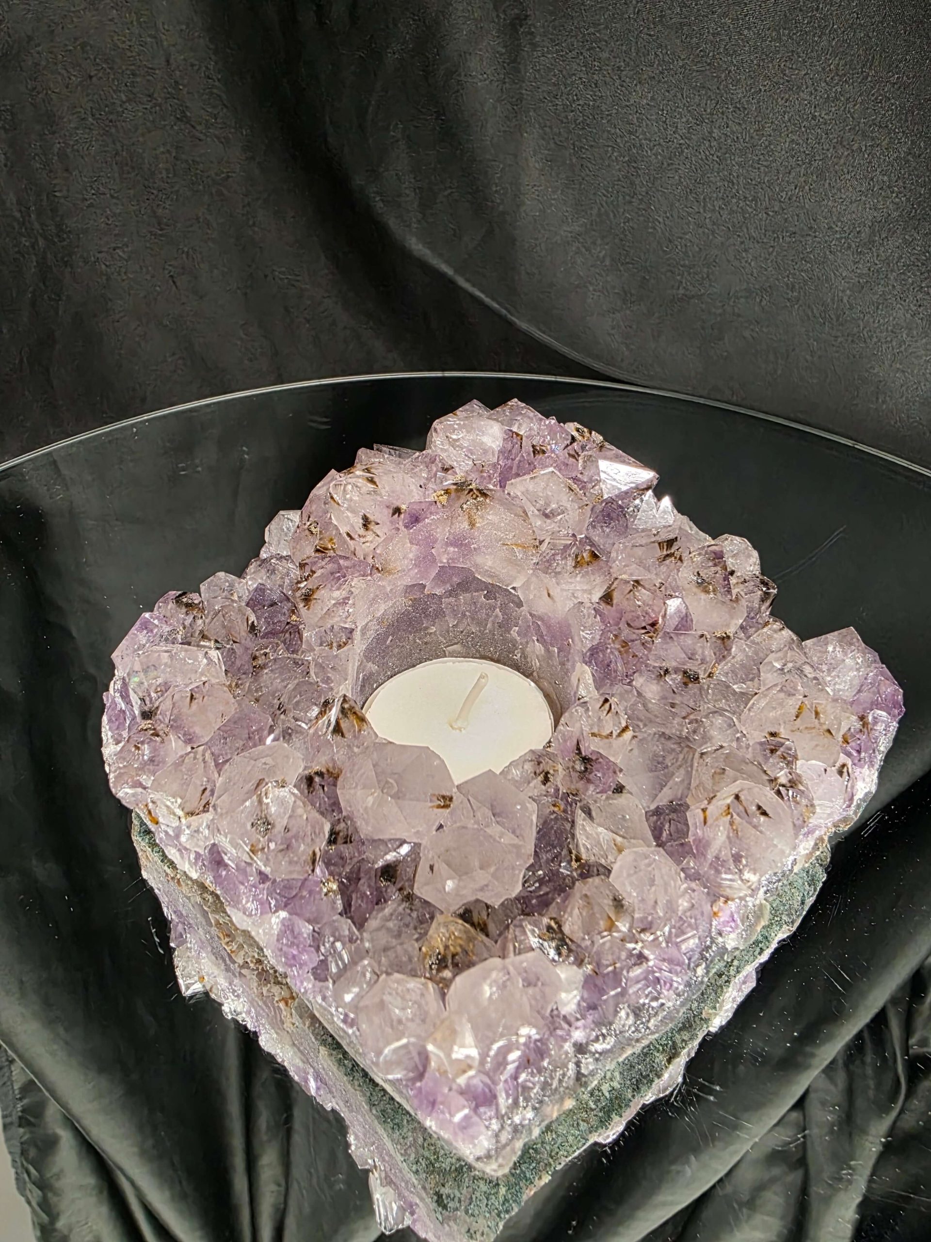 Very Large Premium A Grade Amethyst Cluster Druzy Candle 4 / Tealight Holders Handpicked 974g H6xW15xD14cm - Image 9