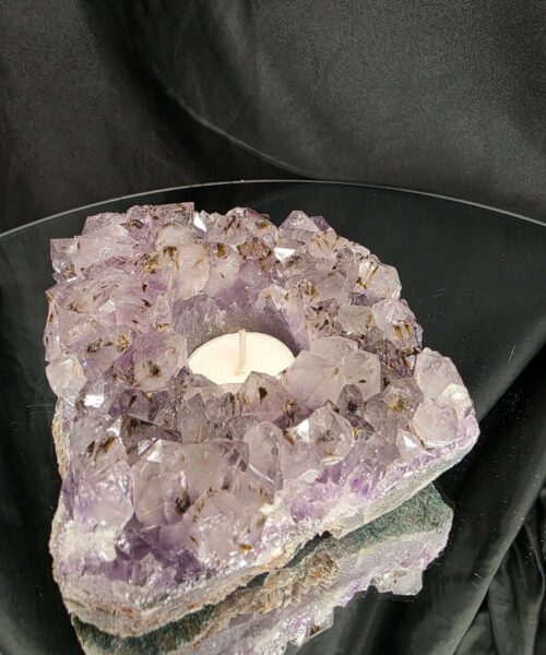 Very Large Premium A Grade Amethyst Cluster Druzy Candle 4 / Tealight Holders Handpicked 974g H6xW15xD14cm - Image 10