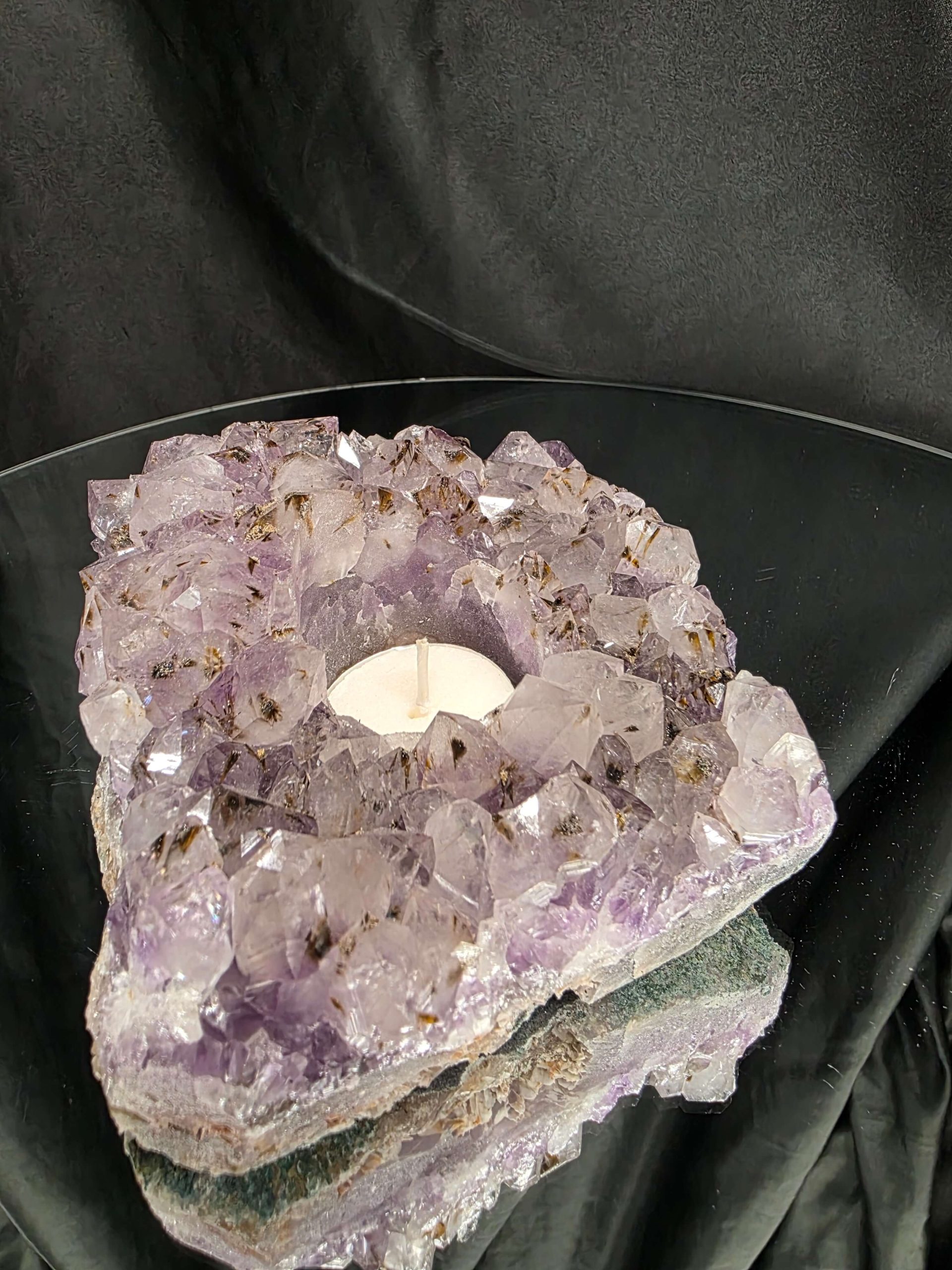 Very Large Premium A Grade Amethyst Cluster Druzy Candle 4 / Tealight Holders Handpicked 974g H6xW15xD14cm - Image 10