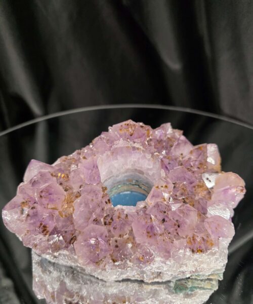 Alternative view of Very Large Premium A Grade Amethyst Cluster Druzy Candle 5 / Tealight Holders Handpicked 948g H6.5xW14xD10.5cm