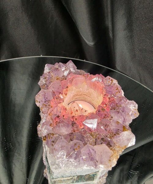 Very Large Premium A Grade Amethyst Cluster Druzy Candle 5 / Tealight Holders Handpicked 948g H6.5xW14xD10.5cm - Image 11