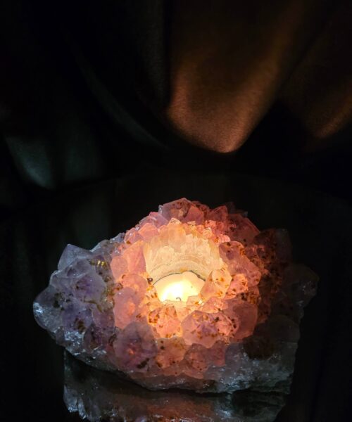 Very Large Premium A Grade Amethyst Cluster Druzy Candle 5 / Tealight Holders Handpicked 948g H6.5xW14xD10.5cm - Image 13