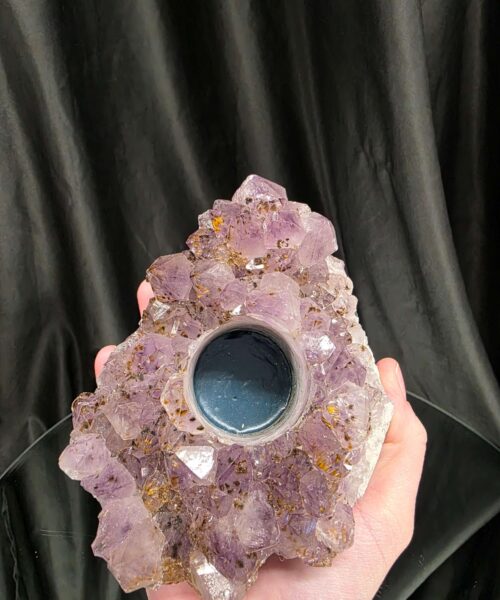 Very Large Premium A Grade Amethyst Cluster Druzy Candle 5 / Tealight Holders Handpicked 948g H6.5xW14xD10.5cm