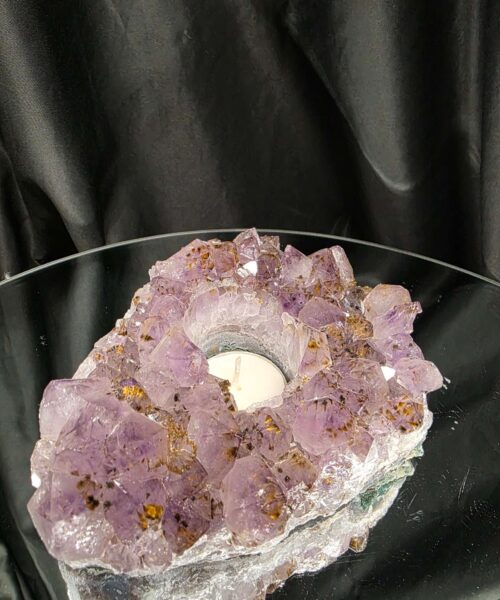 Very Large Premium A Grade Amethyst Cluster Druzy Candle 5 / Tealight Holders Handpicked 948g H6.5xW14xD10.5cm - Image 9