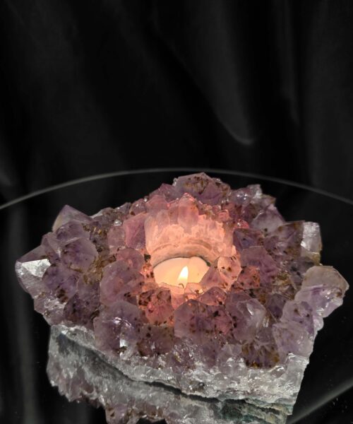 Very Large Premium A Grade Amethyst Cluster Druzy Candle 5 / Tealight Holders Handpicked 948g H6.5xW14xD10.5cm - Image 10