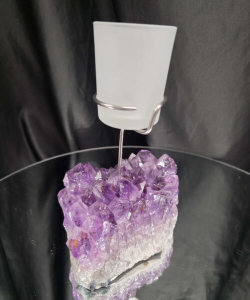 Premium A Grade Amethyst Candle No. 1 Cluster Druzy / 1 Cup Tealight Holders 1.119g H18xW14xD8cm - Image 4