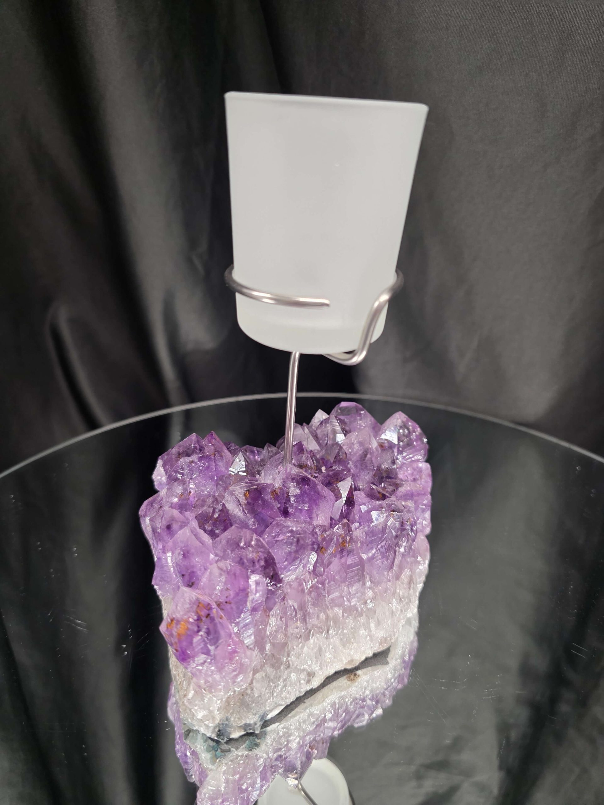 Premium A Grade Amethyst Candle No. 1 Cluster Druzy / 1 Cup Tealight Holders 1.119g H18xW14xD8cm - Image 4