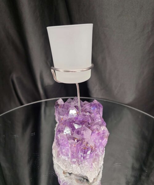Premium A Grade Amethyst Candle No. 1 Cluster Druzy / 1 Cup Tealight Holders 1.119g H18xW14xD8cm - Image 6