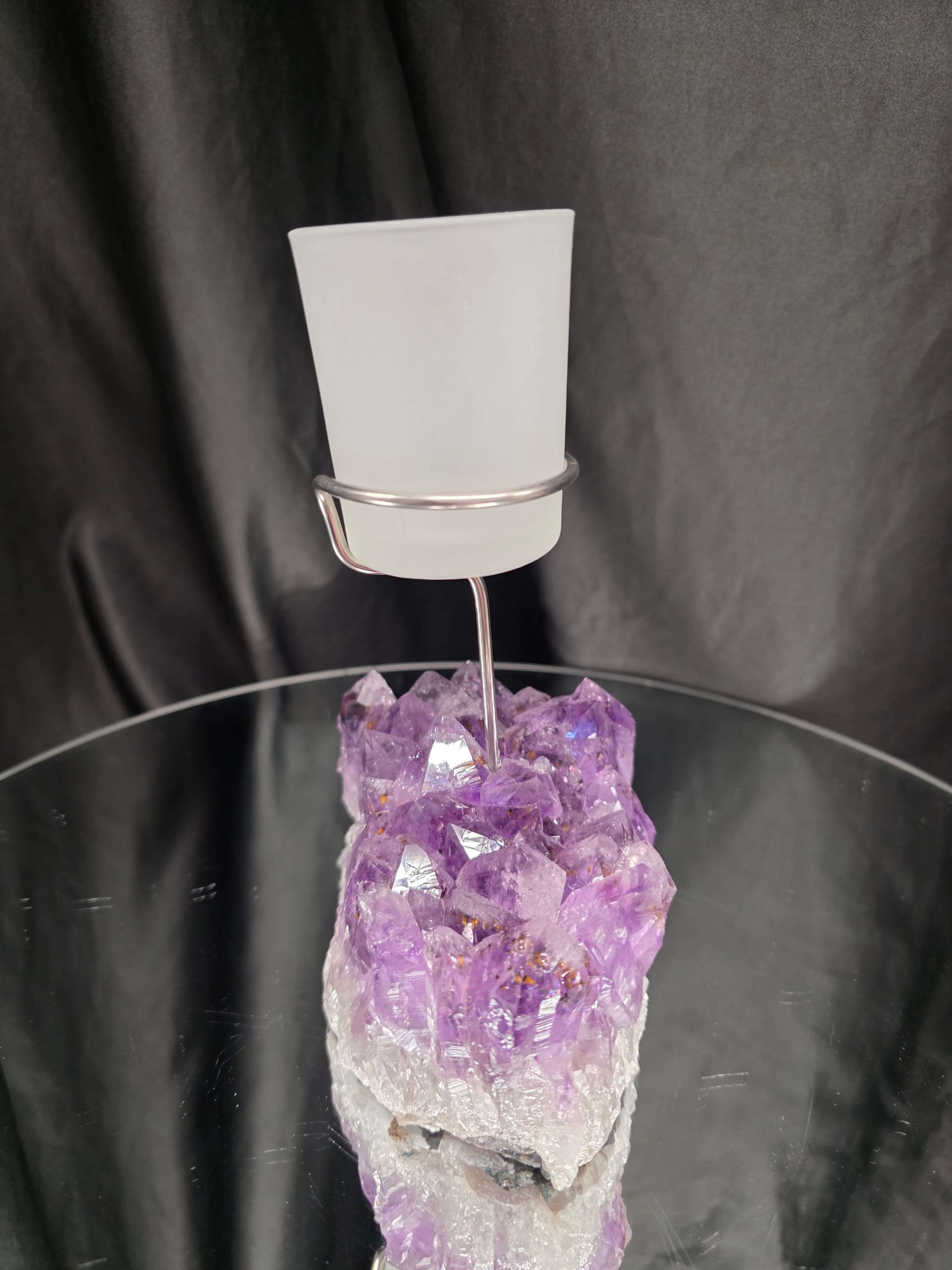 Premium A Grade Amethyst Candle No. 1 Cluster Druzy / 1 Cup Tealight Holders 1.119g H18xW14xD8cm - Image 6