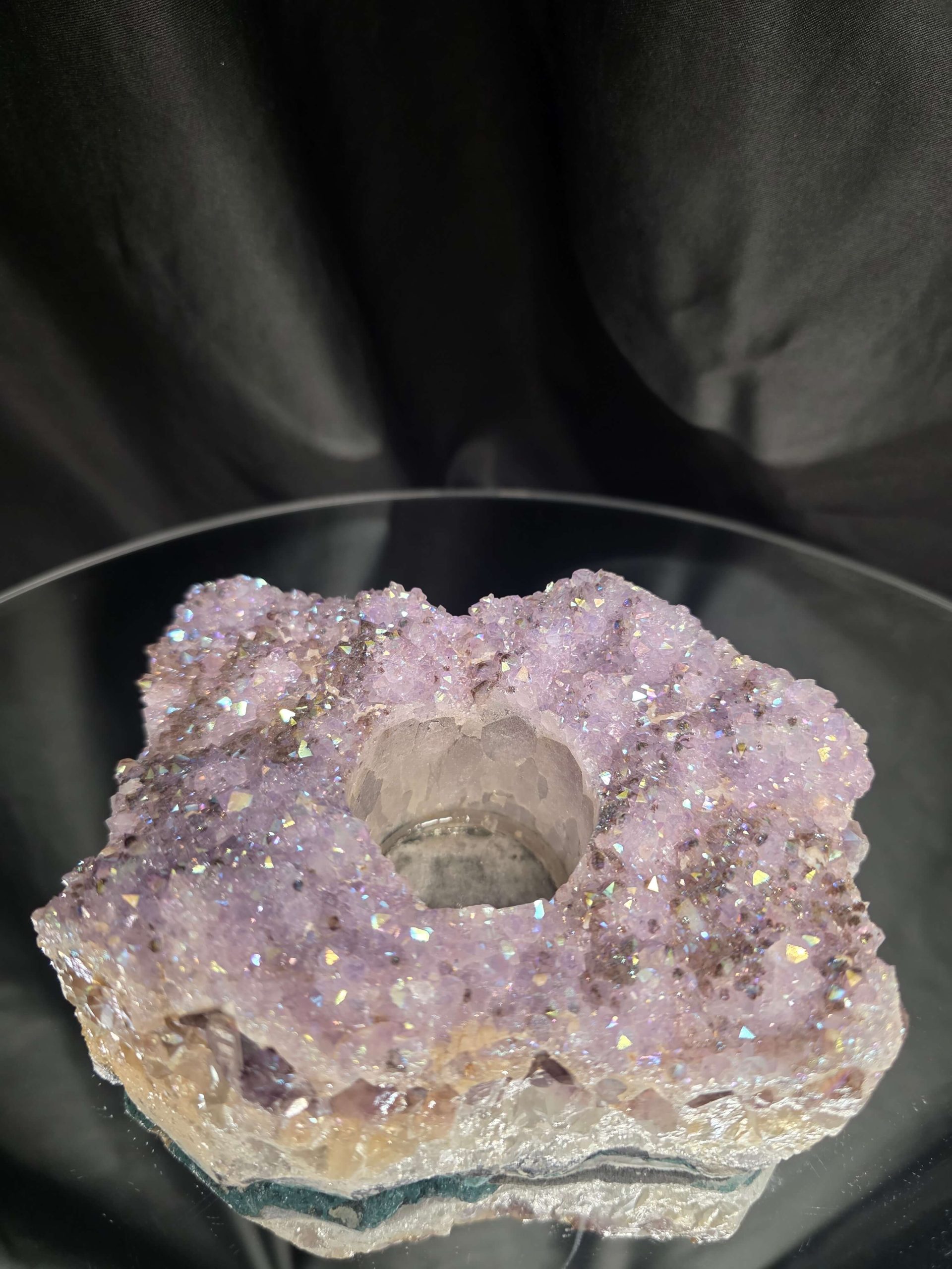 Large Amethyst Angel Aura Premium Candle 1 Handpicked 1.074g H6xW15xD10cm A Grade Cluster Druzy Tealight Holders