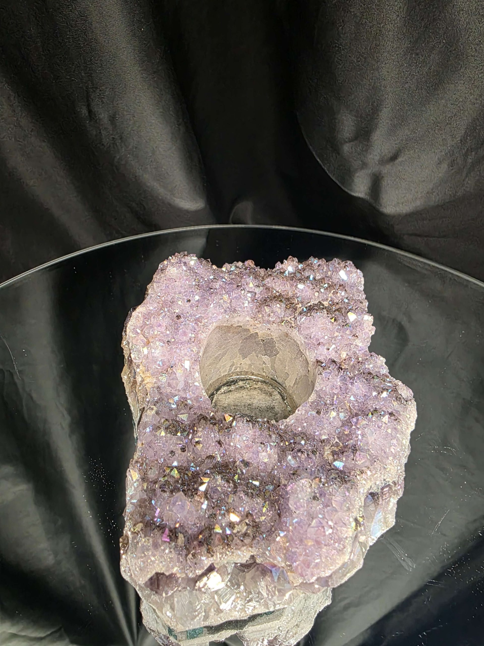 Large Amethyst Angel Aura Premium Candle 1 Handpicked 1.074g H6xW15xD10cm A Grade Cluster Druzy Tealight Holders - Image 2