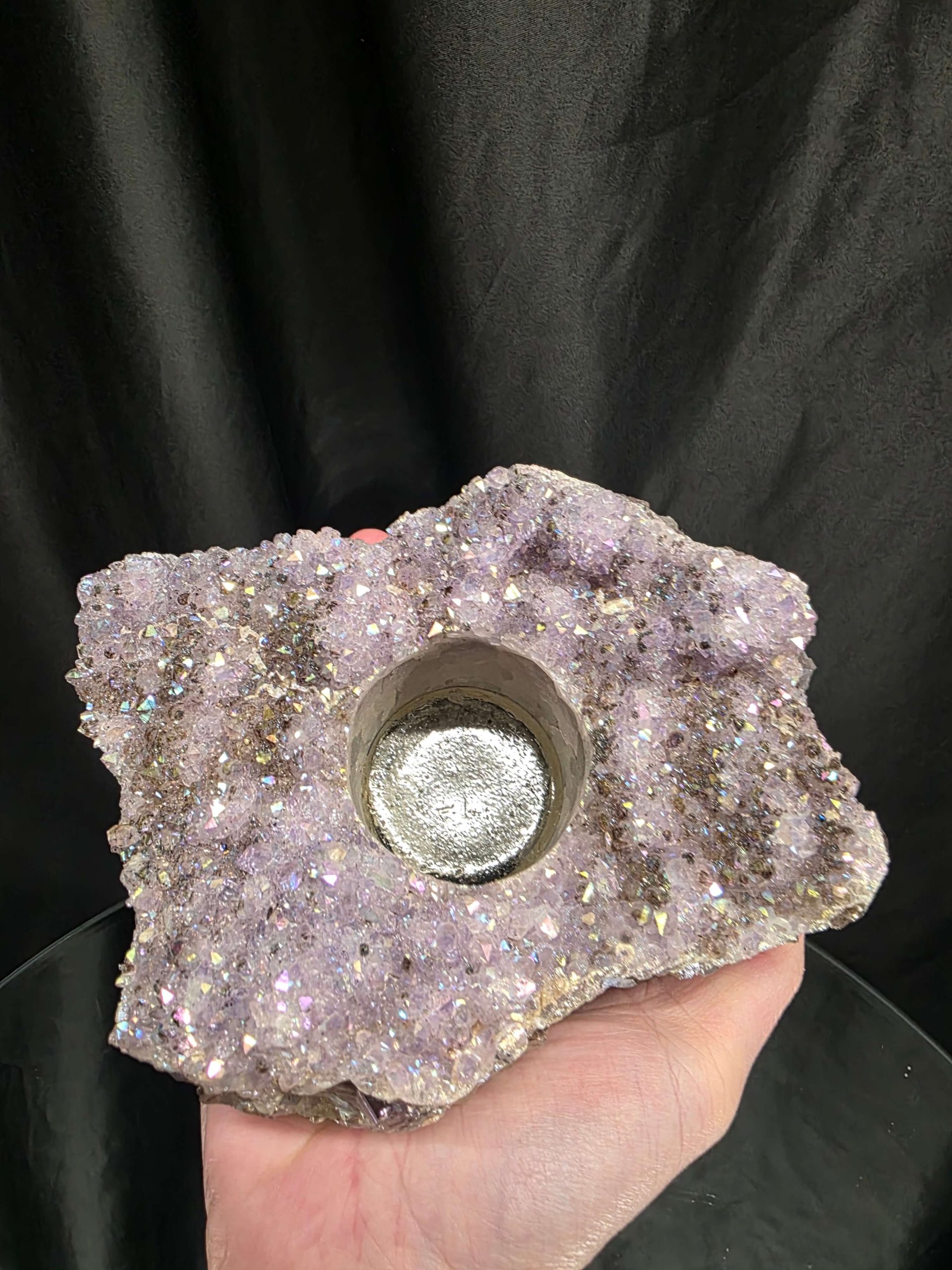 Large Amethyst Angel Aura Premium Candle 1 Handpicked 1.074g H6xW15xD10cm A Grade Cluster Druzy Tealight Holders - Image 5