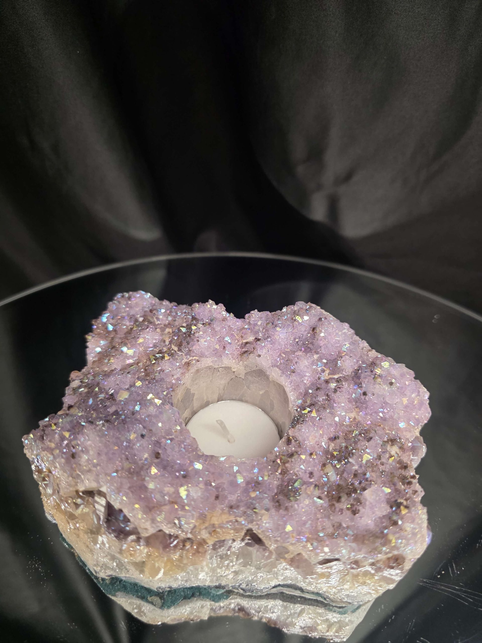 Large Amethyst Angel Aura Premium Candle 1 Handpicked 1.074g H6xW15xD10cm A Grade Cluster Druzy Tealight Holders - Image 7
