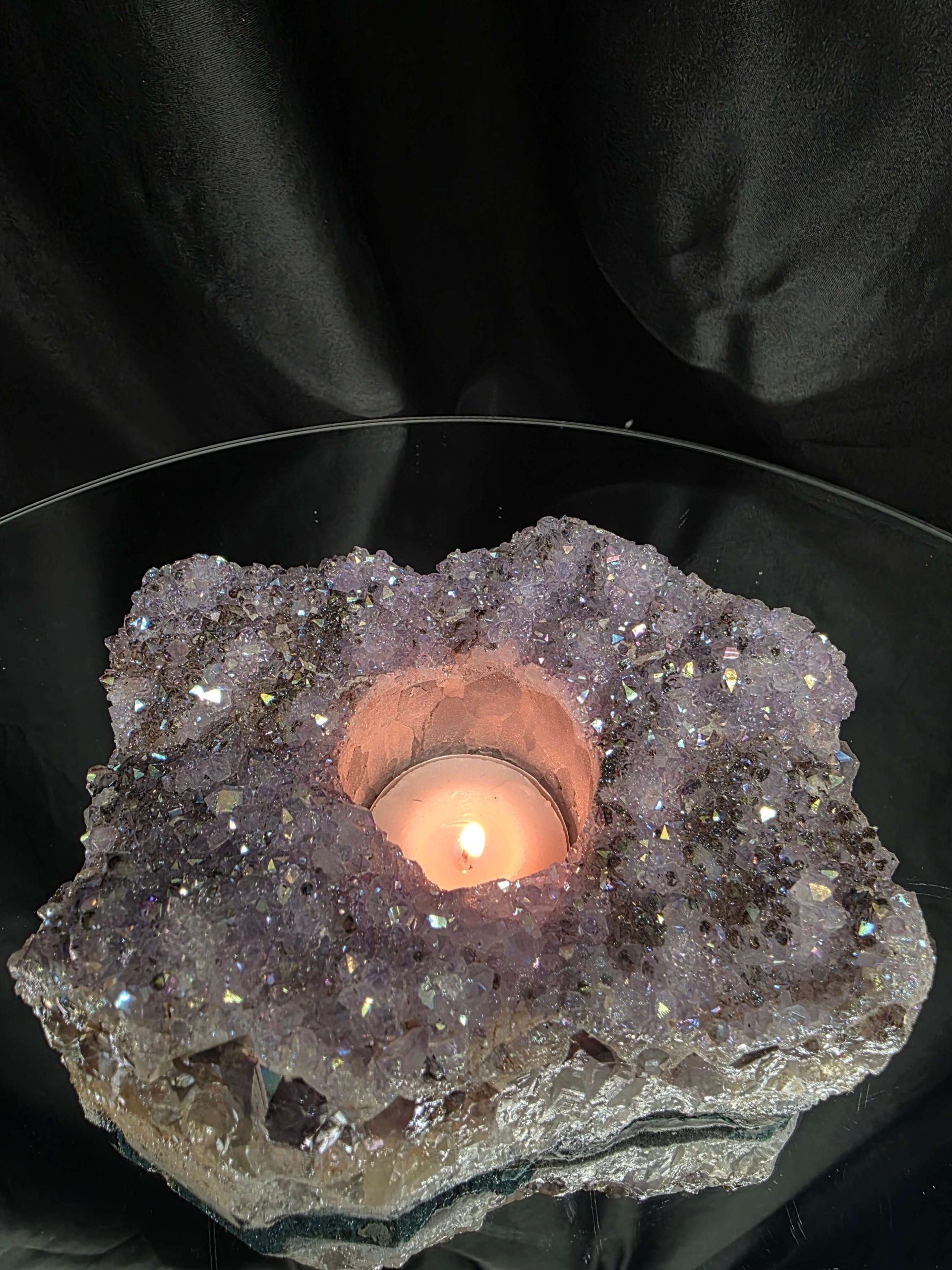 Large Amethyst Angel Aura Premium Candle 1 Handpicked 1.074g H6xW15xD10cm A Grade Cluster Druzy Tealight Holders - Image 9