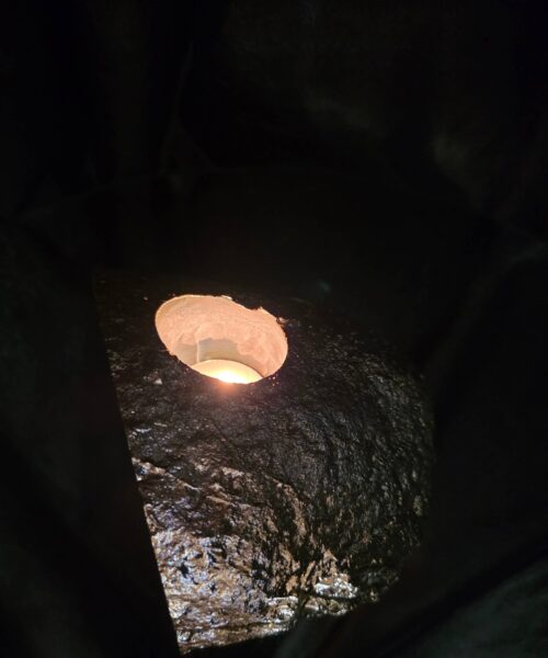 Large Blue Agate End Candle 1 Handpicked 991g H6xW14xD11.5cm Microcrystalline Quartz Gold Gilded 24ct Gold Tealight Holder - Image 10