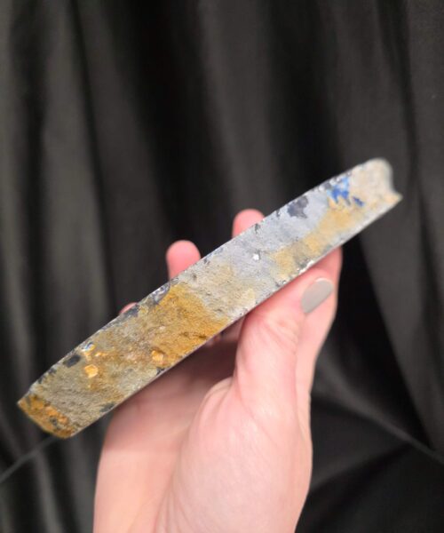 Large Blue Agate Slice 1 Handpicked 461g H2xW19xD8cm Microcrystalline Quartz Tealight Candle Holder Ornament - Image 6