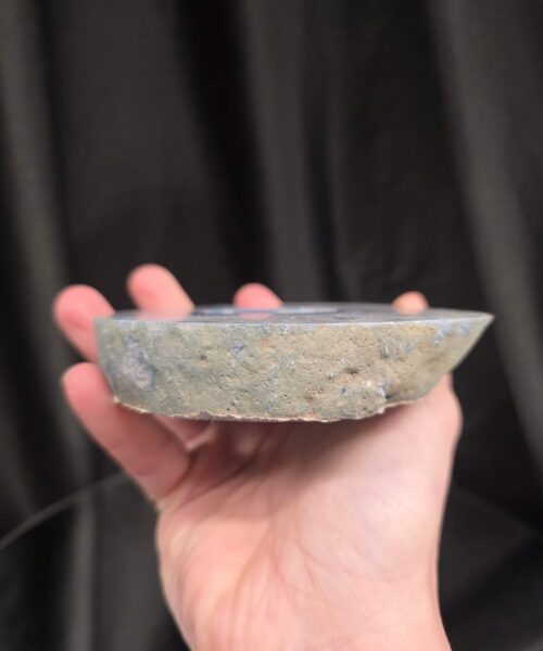 Large Blue Agate Slice 2 Handpicked 392g H2xW13xD10cm Microcrystalline Quartz Tealight Candle Holder Ornament - Image 7