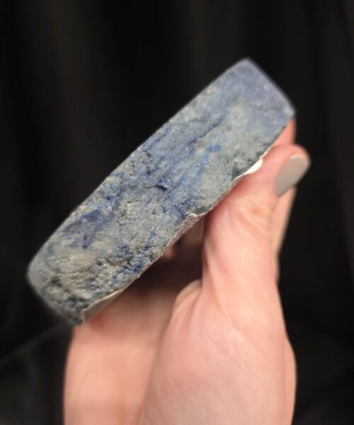 Large Blue Agate Slice 3 Handpicked 385g H2.5xW10xD10cm Microcrystalline Quartz Tealight Candle Holder Ornament - Image 7