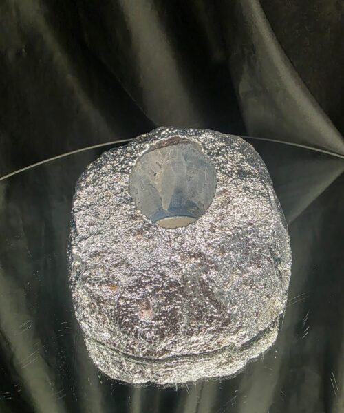 Large Blue Agate End Candle 1 Handpicked 863g H7.5xW11.5xD8cm Microcrystalline Quartz Silver Gilded Tealight Holder - Image 6