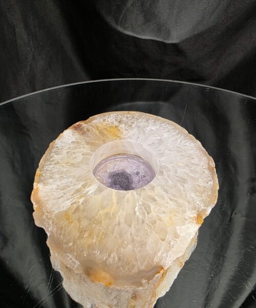 Large Natural Caramel - Natural Edge Agate Slice 2 Handpicked 406g H2xW12xD10.5cm Microcrystalline Quartz Tealight Candle Holder - Image 3