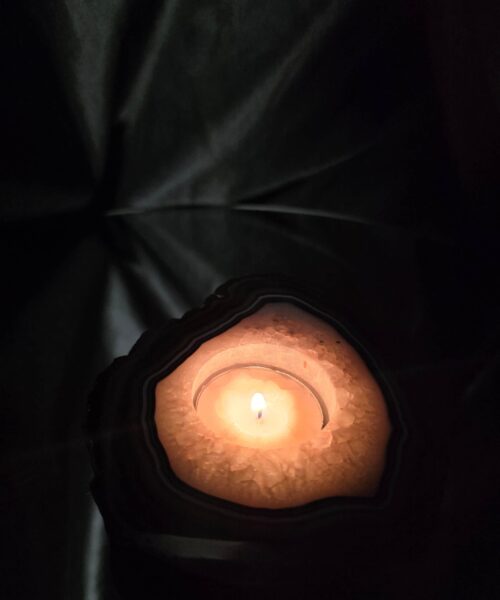 Large Natural Caramel - Natural Edge Agate Slice 3 Handpicked 376g H2xW11.5xD9cm Microcrystalline Quartz Tealight Candle Holder - Image 13