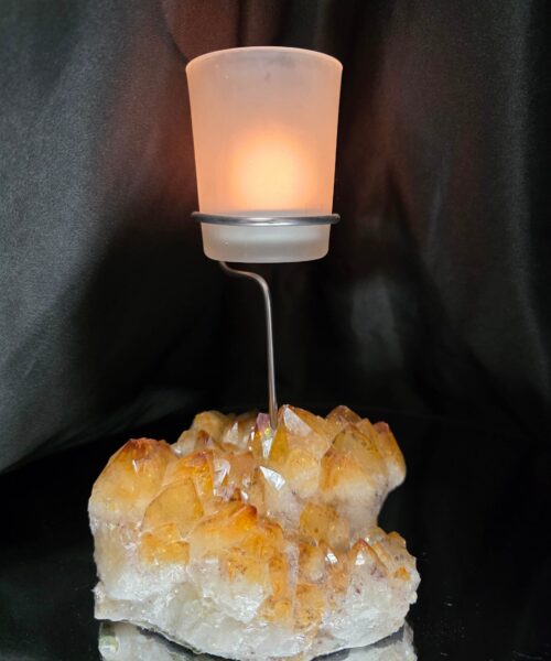 Premium A Grade Citrine Candle No. 1 Cluster Druzy / 1 Cup Tealight Holder 967g H19xW12xD12.5cm - Image 11