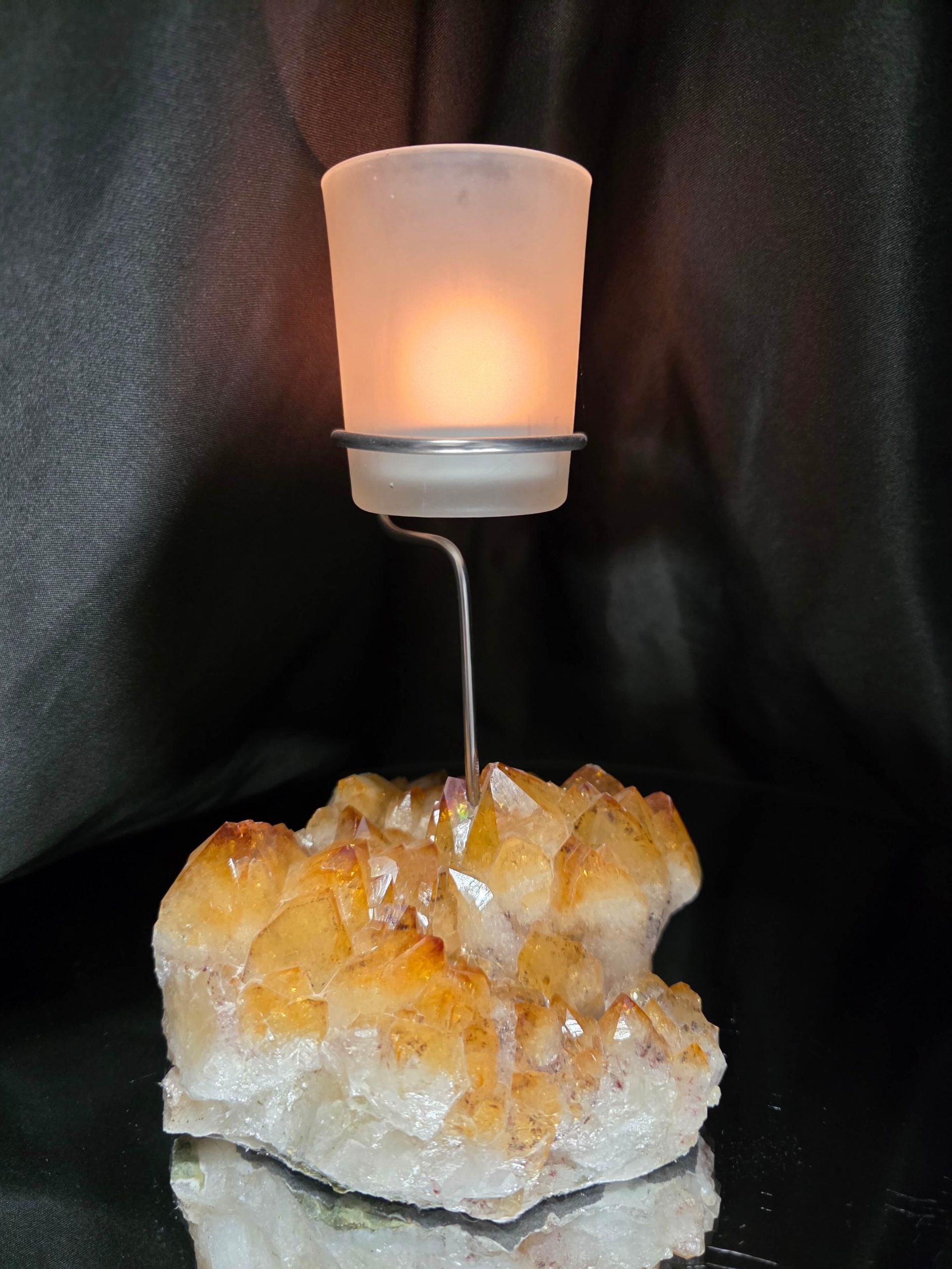 Premium A Grade Citrine Candle No. 1 Cluster Druzy / 1 Cup Tealight Holder 967g H19xW12xD12.5cm - Image 11