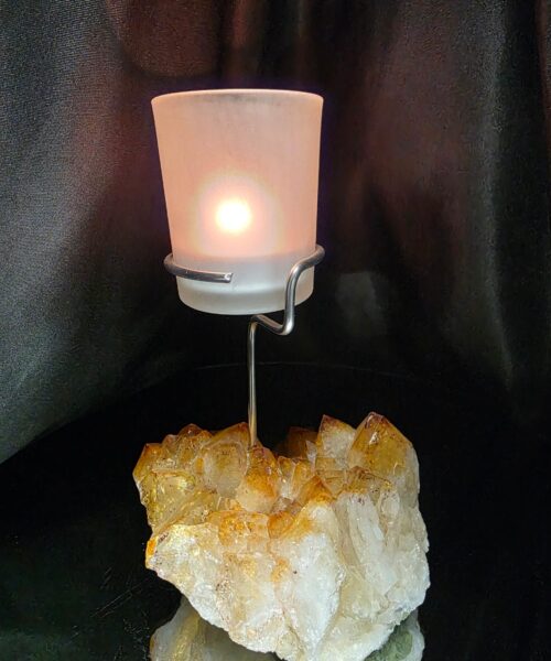 Premium A Grade Citrine Candle No. 1 Cluster Druzy / 1 Cup Tealight Holder 967g H19xW12xD12.5cm - Image 12
