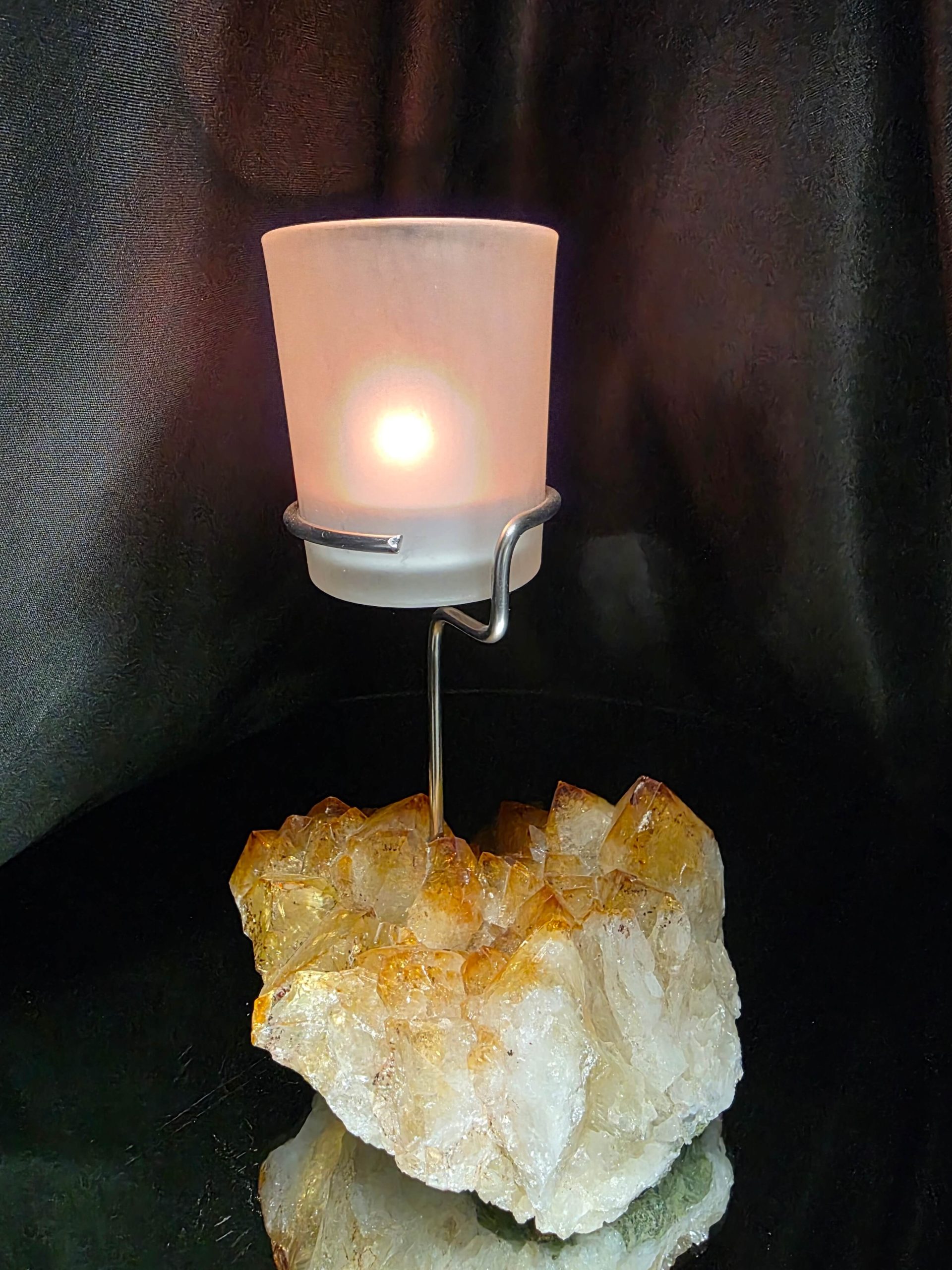 Premium A Grade Citrine Candle No. 1 Cluster Druzy / 1 Cup Tealight Holder 967g H19xW12xD12.5cm - Image 12
