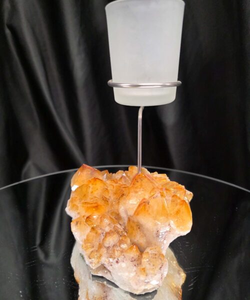 Alternative view of Premium A Grade Citrine Candle No. 1 Cluster Druzy / 1 Cup Tealight Holder 967g H19xW12xD12.5cm
