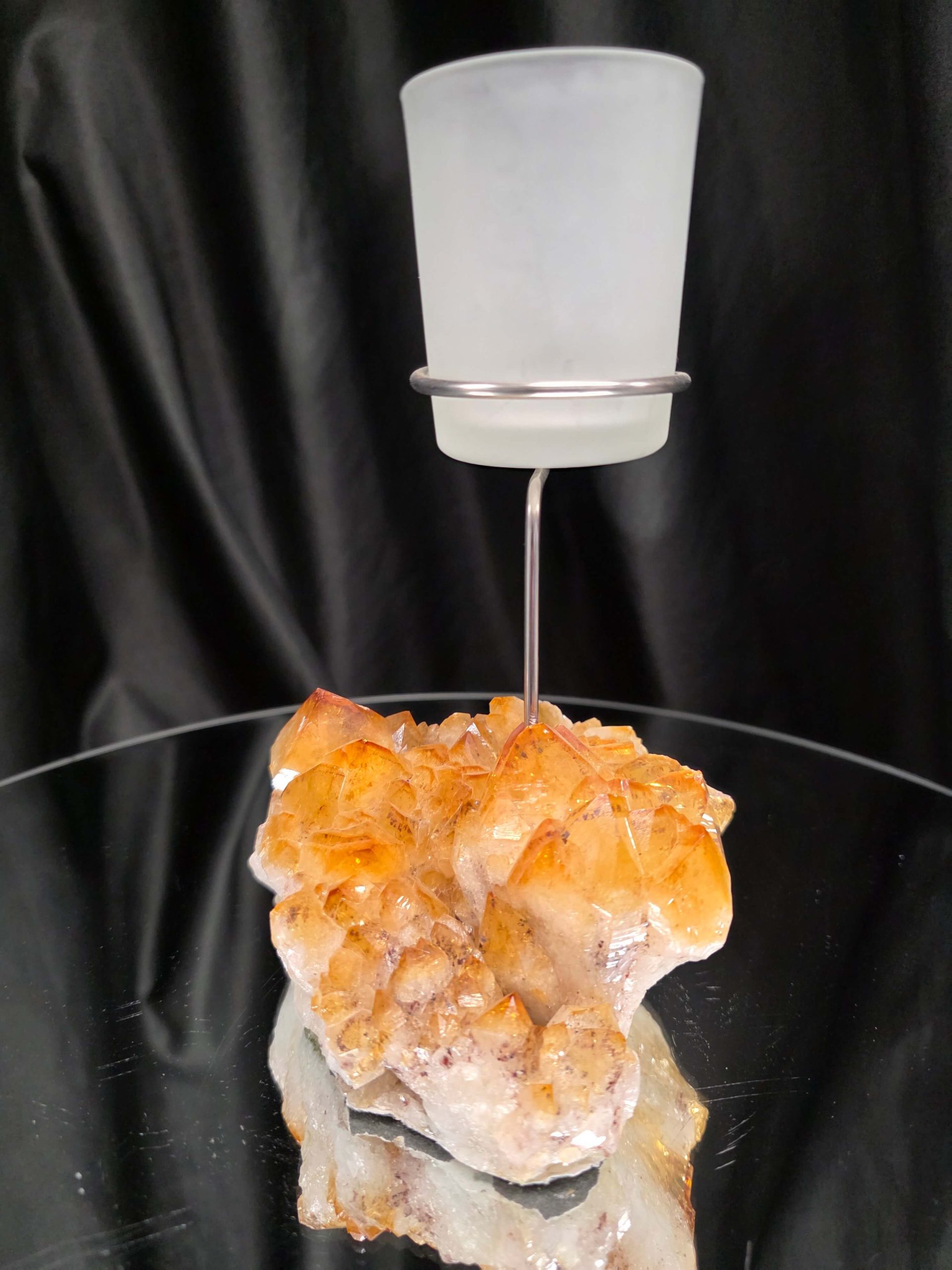 Premium A Grade Citrine Candle No. 1 Cluster Druzy / 1 Cup Tealight Holder 967g H19xW12xD12.5cm - Image 2