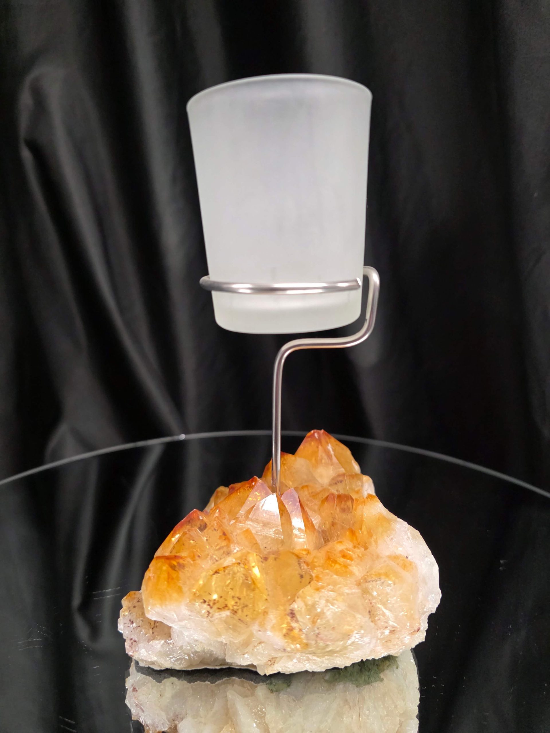 Premium A Grade Citrine Candle No. 1 Cluster Druzy / 1 Cup Tealight Holder 967g H19xW12xD12.5cm - Image 3