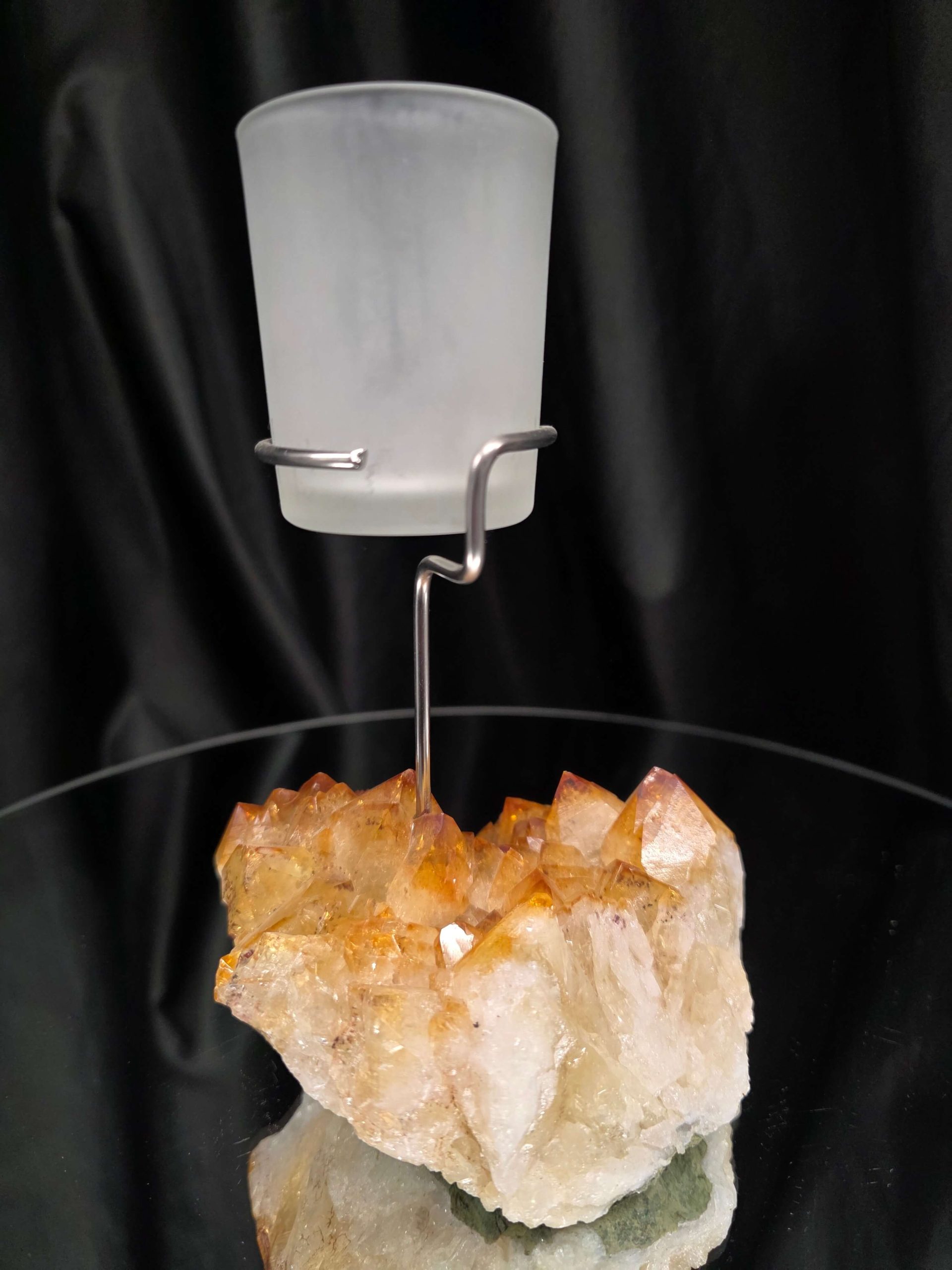 Premium A Grade Citrine Candle No. 1 Cluster Druzy / 1 Cup Tealight Holder 967g H19xW12xD12.5cm - Image 4