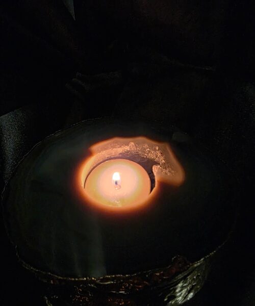 Grey Natural Agate Slice 1 Handpicked 495g H2xW12.5xD10.5cm Microcrystalline Quartz Gold Gilded 24ct Tealight Candle Holder - Image 10