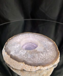 Alternative view of Grey Natural Edge Agate Slice 1 532g H2xW12.5xD10.5cm Handpicked Microcrystalline Quartz Tealight Candle Holder
