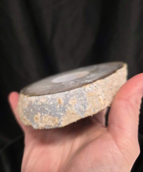 Grey Natural Edge Agate Slice 1 532g H2xW12.5xD10.5cm Handpicked Microcrystalline Quartz Tealight Candle Holder - Image 7