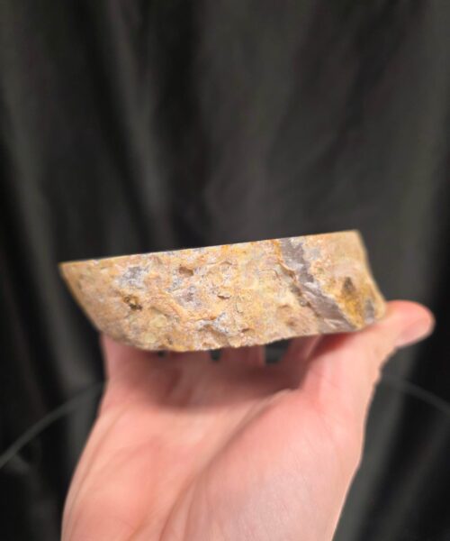 Grey Natural Edge Agate Slice 2 441g H2x10.5xD10cm Handpicked Microcrystalline Quartz Tealight Candle Holder - Image 7