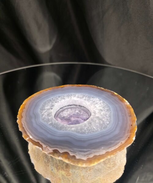 Grey Natural Edge Agate Slice 3 438g H2xW12xD10.5cm Handpicked Microcrystalline Quartz Tealight Candle Holder - Image 4