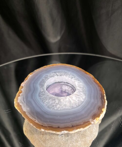 Grey Natural Edge Agate Slice 3 438g H2xW12xD10.5cm Handpicked Microcrystalline Quartz Tealight Candle Holder - Image 5