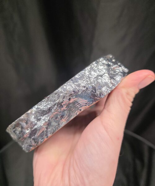 Large Grey - Natural Agate Slice 1 Handpicked 618g H2xW14xD10.5cm Microcrystalline Quartz Silver Gilded Tealight Candle Holder - Image 6