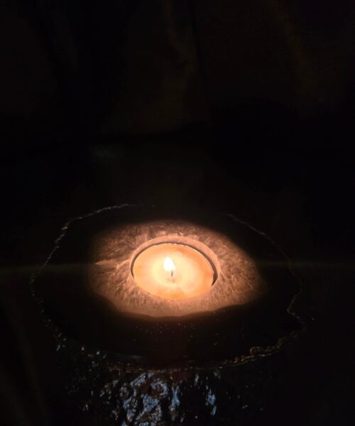 Large Grey - Natural Agate Slice 3 Handpicked 487g H2xW13xD11cm Microcrystalline Quartz Silver Gilded Tealight Candle Holder - Image 12