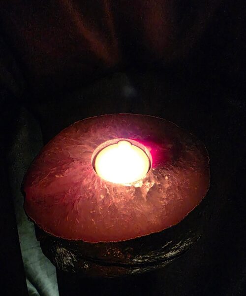 Pink Agate Slice 1 Handpicked 483g H2xW13xD11cm Microcrystalline Quartz Gold Gilded 24ct Tealight Candle Holder - Image 10