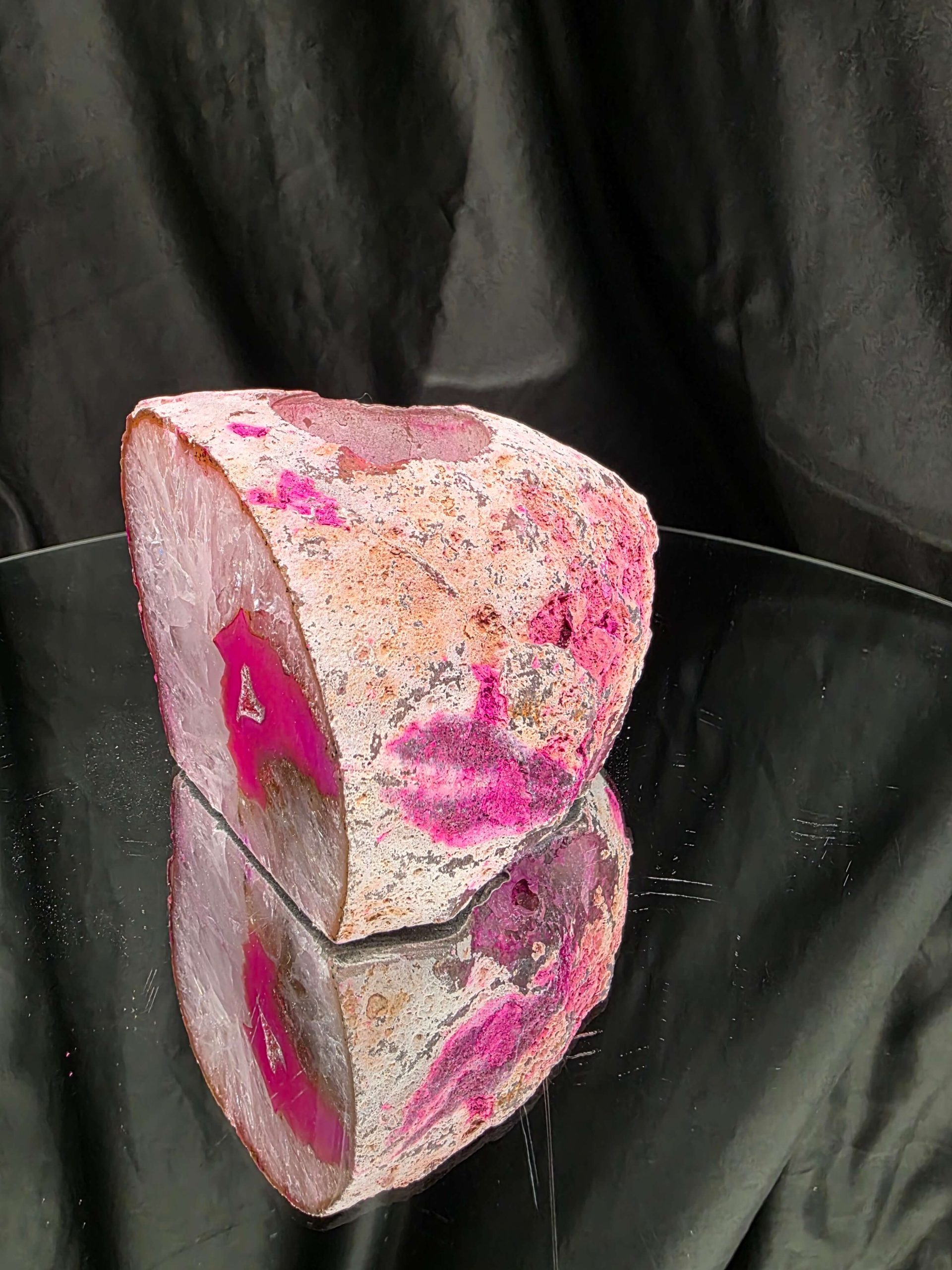 Large Pink Agate End Candle 1 Handpicked 1.005g H8xW9xD10cm Microcrystalline Quartz Tealight Holder Ornament - Image 2