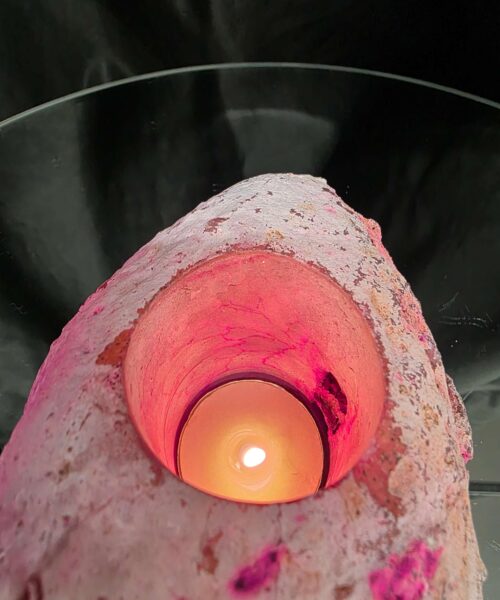 Large Pink Agate End Candle 1 Handpicked 1.005g H8xW9xD10cm Microcrystalline Quartz Tealight Holder Ornament - Image 9