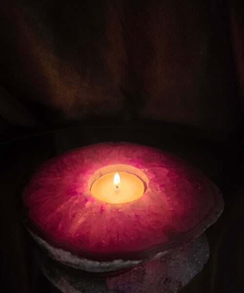 Pink Agate Slice 1 Handpicked 492g H2xW13.5xD11.5cm Microcrystalline Quartz Tealight Candle Holder Ornament - Image 12