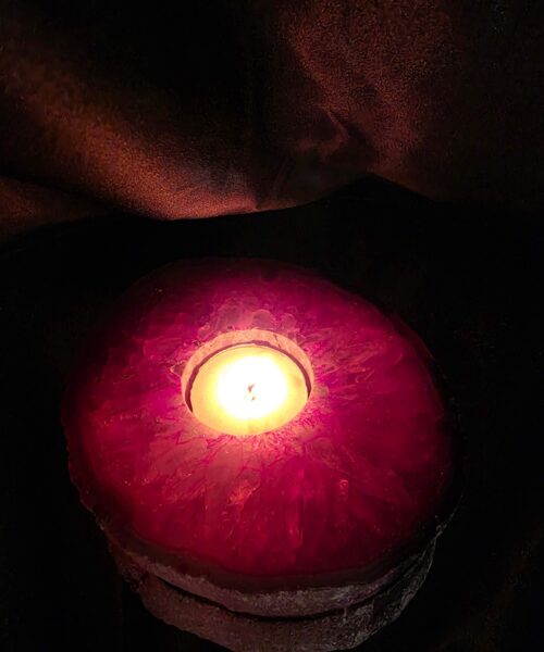Pink Agate Slice 1 Handpicked 492g H2xW13.5xD11.5cm Microcrystalline Quartz Tealight Candle Holder Ornament - Image 13
