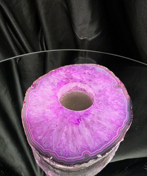 Pink Agate Slice 1 Handpicked 492g H2xW13.5xD11.5cm Microcrystalline Quartz Tealight Candle Holder Ornament - Image 3