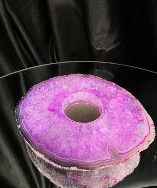 Pink Agate Slice 1 Handpicked 492g H2xW13.5xD11.5cm Microcrystalline Quartz Tealight Candle Holder Ornament - Image 5