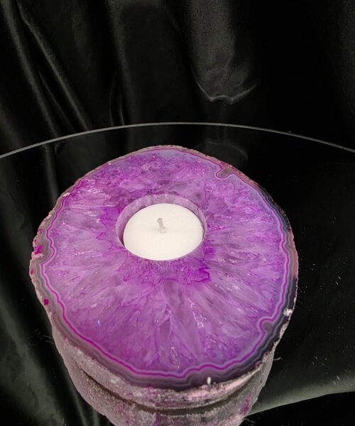Pink Agate Slice 1 Handpicked 492g H2xW13.5xD11.5cm Microcrystalline Quartz Tealight Candle Holder Ornament - Image 9