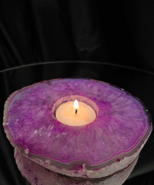 Pink Agate Slice 1 Handpicked 492g H2xW13.5xD11.5cm Microcrystalline Quartz Tealight Candle Holder Ornament - Image 10